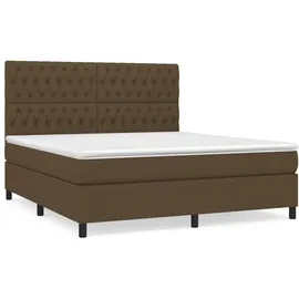 vidaXL Boxspringbett mit Matratze Dunkelbraun 180x200 cm Stoff