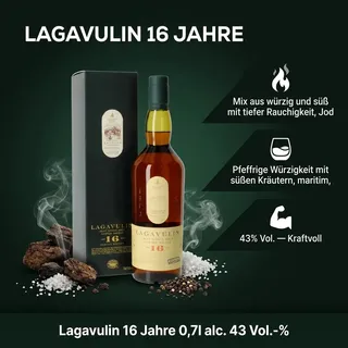 Lagavulin 16 Years Old Islay Single Malt Scotch 43% vol 0,7 l Geschenkbox