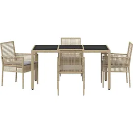 vidaXL Garten Essgruppe 5 pcs Beige Poly Rattan
