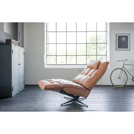 KAWOLA Relaxsessel MIKO Leder 75 x 115 x 75 cm Braun drehbar mit Kopfteil