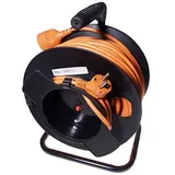 PremiumCord 50m Kabeltrommel Qualitätsverlängerung 230V auf der Trommel mit Thermoschutz und Kabelhalter