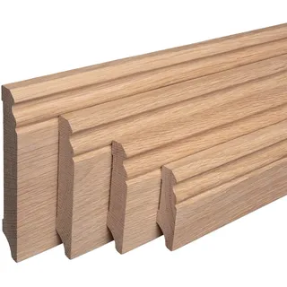 REESE Massivholz-Sockelleisten | Eiche roh geschliffen | Alt-Berliner Profil | 80mm Höhe | 5 Stück | 11,5lfm