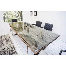 Riess-Ambiente Massiver Esstisch BARRACUDA Teak mit Stahl Kufenfüßen 240cm inkl. Glasplatte Esszimmertisch Konferenztisch