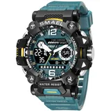 Outdoor Sport MilitäR Tactical Armbanduhr 5atm Wasserdicht Armbanduhr Herren mit Leuchtender Funktion Fitnessuhr Herren,Lime Green