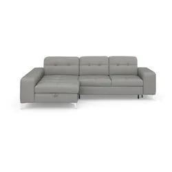 Ecksofa SIT & MORE "Baviene L-Form", silber, B:286cm H:92cm T:176cm, Sofas, inklusive Sitztiefenverstellung und Federkern, wahlweise Bettfunktion