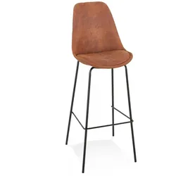 Barhocker Sitz 75 cm Metall Mikrofaser | Küchenstuhl mit Rückenlehne | Bar Stuhl gepolstert | Vintage Industrie Modern | Kadima Design