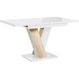 MEBLINI Esstisch Ausziehbar - Esszimmertisch Modern - Küchentisch - Säulentisch - Ausziehtisch - Dining Table - Esszimmertische - 120-160x80x75cm... - Weiß