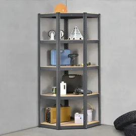 Juskys Eckregal Metall 180 x 70 x 40 cm Grau