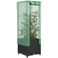 VidaXL Hochbeet mit Gewächshaus-Aufsatz Rattan-Optik 40x40x139 cm