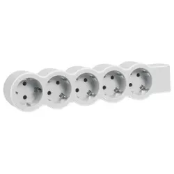 Legrand 694577 Flache Steckdosenleiste 5x Steckdose, ohne Kabel Kabel Farbe: Ultraweiß/Grau