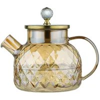 Uziqueif Glaskaraffe mit Edelstahl Deckel, 1 Liter/1.5 Liter/1.8 Liter Glas Krug Karaffe auch als Getränkekanne, Teekanne, Wasserkrug, für Kalte Getränke, Saft, Milch, Eistee, Wein, Kaffee,1L