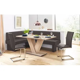 Home Affaire Eckbank HOME AFFAIRE "Nils", braun (dunkelbraun (capulet 4007)), B:222cm H:89cm T:162cm, Holzwerkstoff, Massivholz, Polyester, Sitzbänke, Eckbank, Sitz und Rücken gepolstert, verschiedene Qualitäten