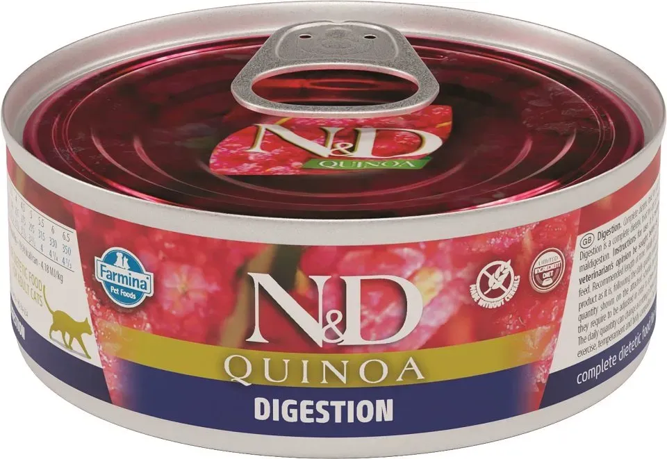 FARMINA N&D Cat Quinoa Digestion Nassfutter für Katzen zur Verbesserung der Verdauung 80 g