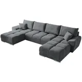 bromarkt Eckcouch Samt 5-Sitzer Grau