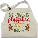 Kinderschürze Schürze Kinder Jungen Mädchen - Weihnachtsschürze - Weihnachtsplätzchen Experte - 2-6 Jahre - Natur Weiß - frohe weihnachten schürzen backen weihnacht schurzen weihnachtsmotive - 2-6 Jahre