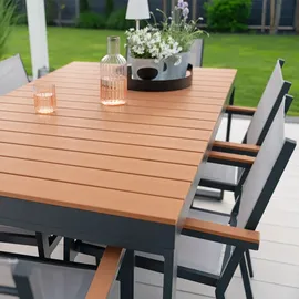 Home Deluxe SIERA Gartentisch 160 x 90 x 75 cm Grau