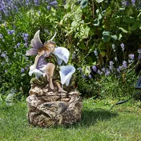 Festive Lights - Solar Fairy Liliana Wasserbrunnen – Outdoor Garden Ornament Wasserspiel – Lila & Braun