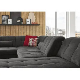 die planbar Wohnlandschaft Polyester U-Form 382 cm Schwarz