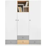 Lomadox Kleiderschrank Pineto-133 150 x 190 x 50 cm Weiß/Grau