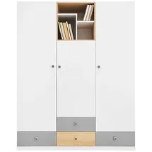 Lomadox Kleiderschrank Pineto-133 150 x 190 x 50 cm Weiß/Grau