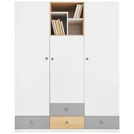 Lomadox Kleiderschrank Pineto-133 150 x 190 x 50 cm Weiß/Grau