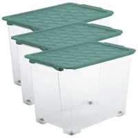 Rotho Evo Safe Keeping 3er-Set Aufbewahrungsbox 65l mit Deckel