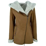 Hollert Lammfelljacke Lena Chestnut Damen Winterjacke Felljacke warm & kuschelig mit Kapuze Echtleder Größe L - L