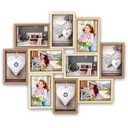 Zep TY091, Multi-Bilderrahmen, MDF-Platten, Holz, Beige, Braun, Weiß, Wand, 10 x