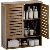 LuxusKollektion Medizinschrank Badezimmerschrank Wandmontage Bambus Toilette Türen Regale Walnuss braun