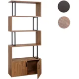 Mendler Bücherregal HWC-A27, Regal Standregal Raumteiler Wohnregal, Staufach mit Tür 183x80cm 3D-Struktur Wildeiche-Optik
