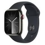 Apple Watch Series 9 GPS + Cellular 45 mm Edelstahlgehäuse graphit, Sportarmband mitternacht M/L