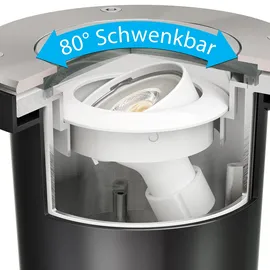 ledscom.de Boden-Einbauleuchte BOFU Edelstahl 150mm Ø 12,2 cm inkl. 5,473W LED Lampe weiß