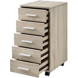 [en.casa] Rollcontainer, Stockholm 63x33x38 cm, mit 5 Schubladen Eiche