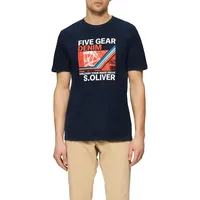 S.Oliver - Baumwoll-T-Shirt mit Frontprint, Herren, blau XL