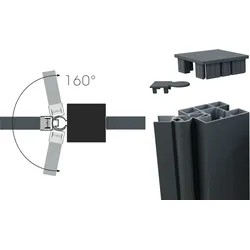 Fiberdeck BOSTON Befestigungsmaterial Eckprofil RAL9005 Abschlußkappe+ Schrauben