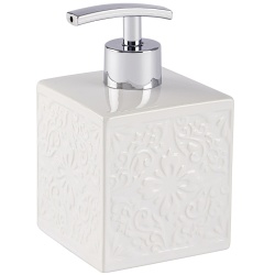 WENKO Cordoba Seifenspender, weiß, Ideal für Bad, Küche und Gäste-WC, Füllmenge: 500 ml, Farbe: weiß