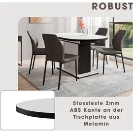 otto home Essgruppe OTTO HOME "Basel, Tischgruppe mit 4 Stühlen, Esstisch ausziehbar 140 - 180 cm", weiß (weiß, creme,), Webstoff, Auszugsplatte, Sitzmöbel-Sets, Essgruppe, BESTSELLER, Sitzgruppe, Tisch, Stühle, ovale Tischplatte, Säulentisch