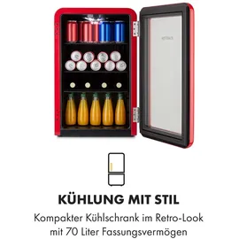 Klarstein PopLife 70 Getränkekühlschrank (70 l, 690 mm hoch, Rot)