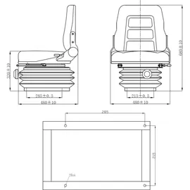 vidaXL Gabelstaplersitz Traktorsitz Federung Verstellbare Rückenlehne - Schwarz