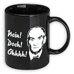 Close Up Nein! Doch! Ohhh! Tasse Louis de Funes, Keramik, spülmaschinengeeignet, 320 ml, schwarz