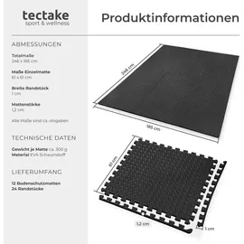 Tectake Bodenschutzmatte 12-tlg. 402255 12 x 24 cm