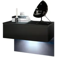 Vladon Nachttisch, Schwarz, Holzwerkstoff, 60x46x35 cm, Schlafzimmer, Nachttische