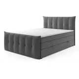 m-punkt GmbH Boxspringbett PORTO mit Bettkasten 180 x 200 cm Webstoff Anthrazit - versch. Ausführungen