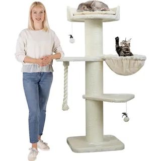 Happy Pet HAPPYPET Premium Kratzbaum Grosse Katzen Stabil 'Cooper' – 150 cm Großer Katzenbaum, Creme