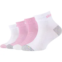 SKECHERS 4PPK Girls Mesh Ventilation Quarter Socks SK42042-1001, Girl socks, Pink, 31-34 EU - 31