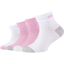 SKECHERS 4PPK Girls Mesh Ventilation Quarter Socks SK42042-1001, Girl socks, Pink, 31-34 EU - 31