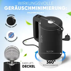 STILLSTERN Wasserkocher Temperatureinstellung [1,7L | 40-55-70-85-100°C], 12 Std. Warmhalten, Präzisionsausguss aus Edelstahl, Anti-Fingerprint, Schnelles Aufheizen [2200W], Leise,