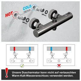 dylin gmbh Duschsystem mit Thermostat Gunmetal Grau 25x25cm