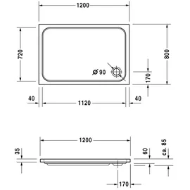 Duravit D-Code 120x80x8,5cm, weiß