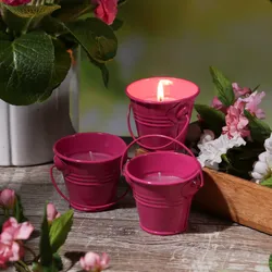 Duftkerzen CITRONELLA - Outdoor Kerzen im Metalleimer - H: 5,5cm - pink - 3er Se...